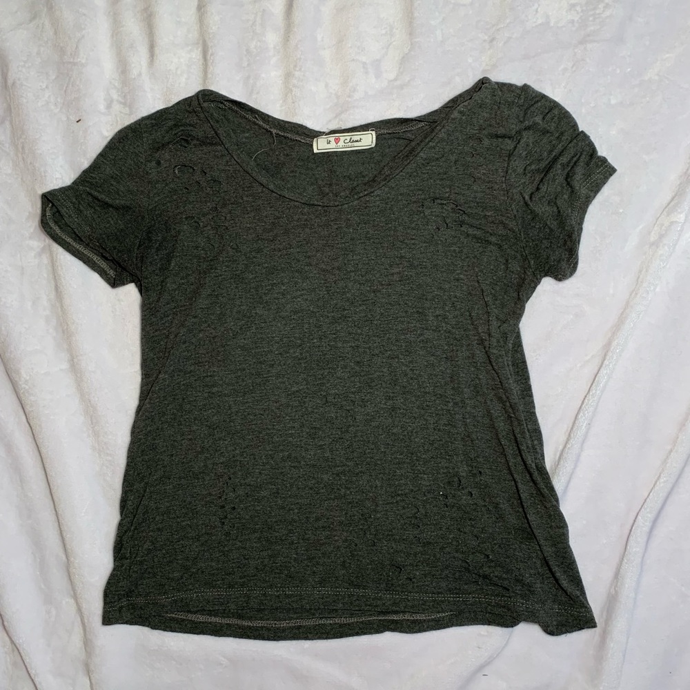 dark gray tee shirt distressed